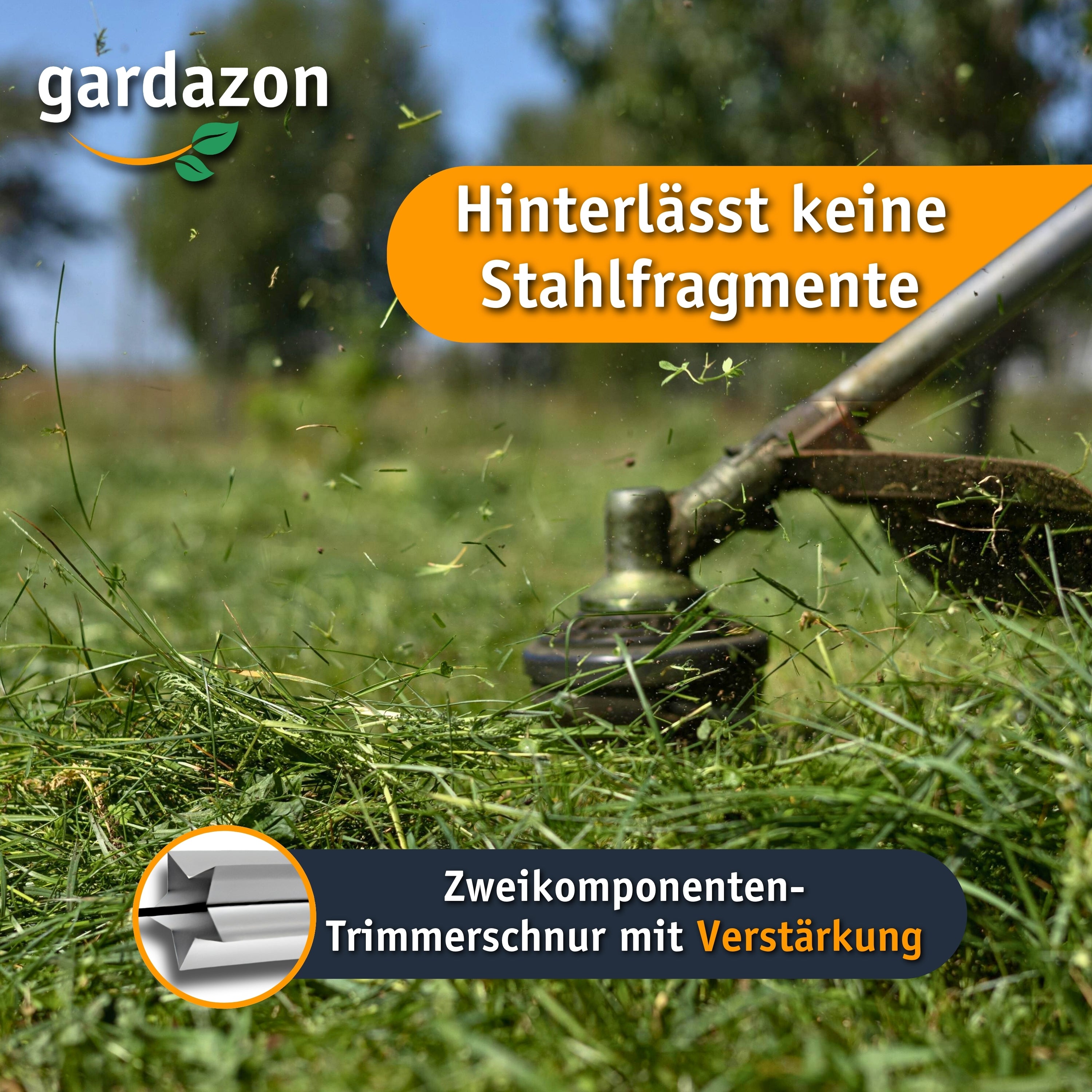Gardazon Trimmerfaden mit Verstärkung - 2mm x 15m Vorsicht - extrem scharf - (Sternprofil) Freischneider Faden Universell - Mähfaden für Motorsense - Ersatzfaden für Rasentrimmer - Nylonfaden