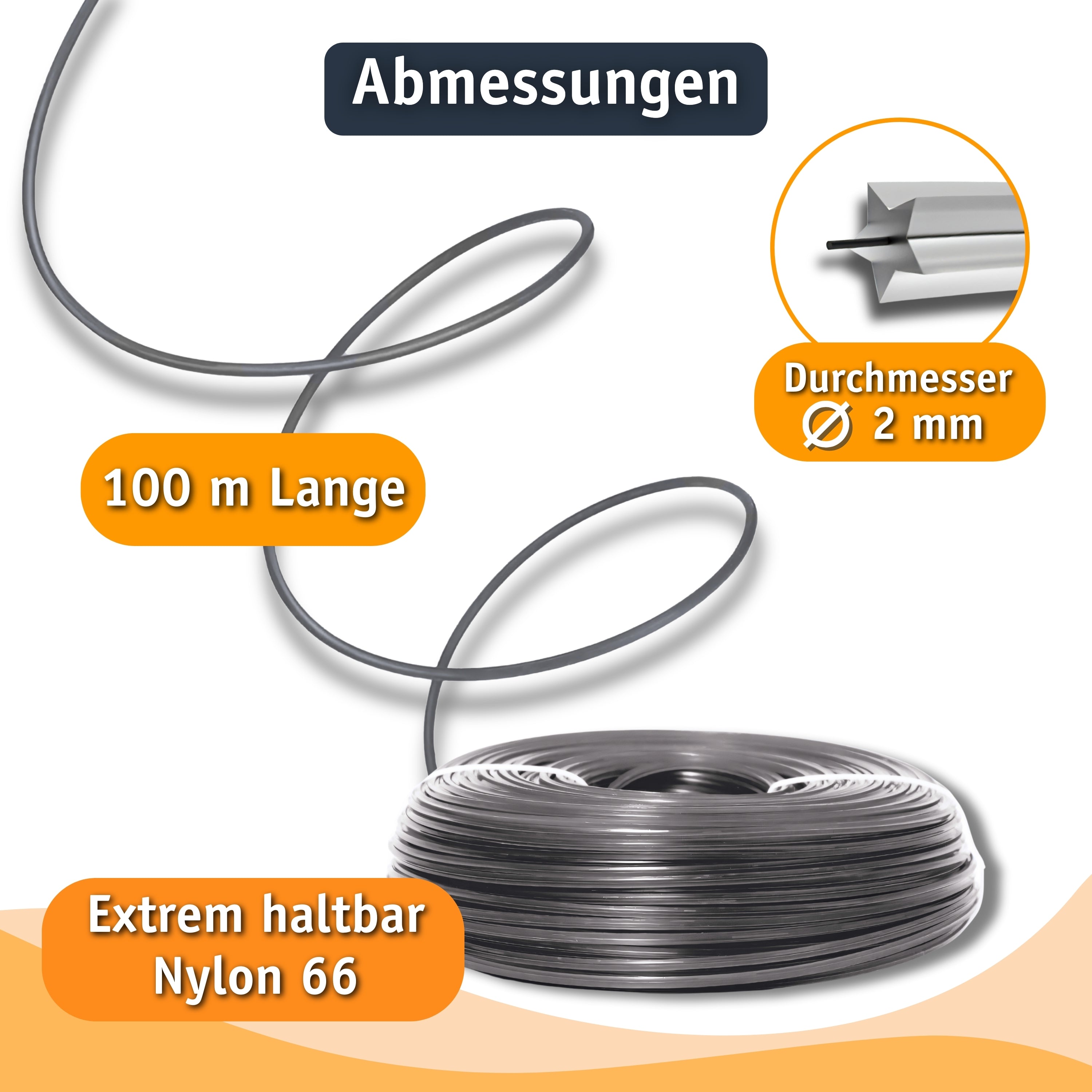 Trimmerfaden mit VerstΓ€rkung (Sternprofil)
