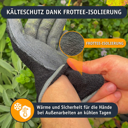 Gardazon Arbeitshandschuhe Winter thermo Griff – Größe 9, 3 Paar - Atmungsaktiv Winterarbeitshandschuhe Latexbeschichtet Schutzhandschuhe wärmeisolierend, Polyester-Frottee, höchste Kältebeständigkeit