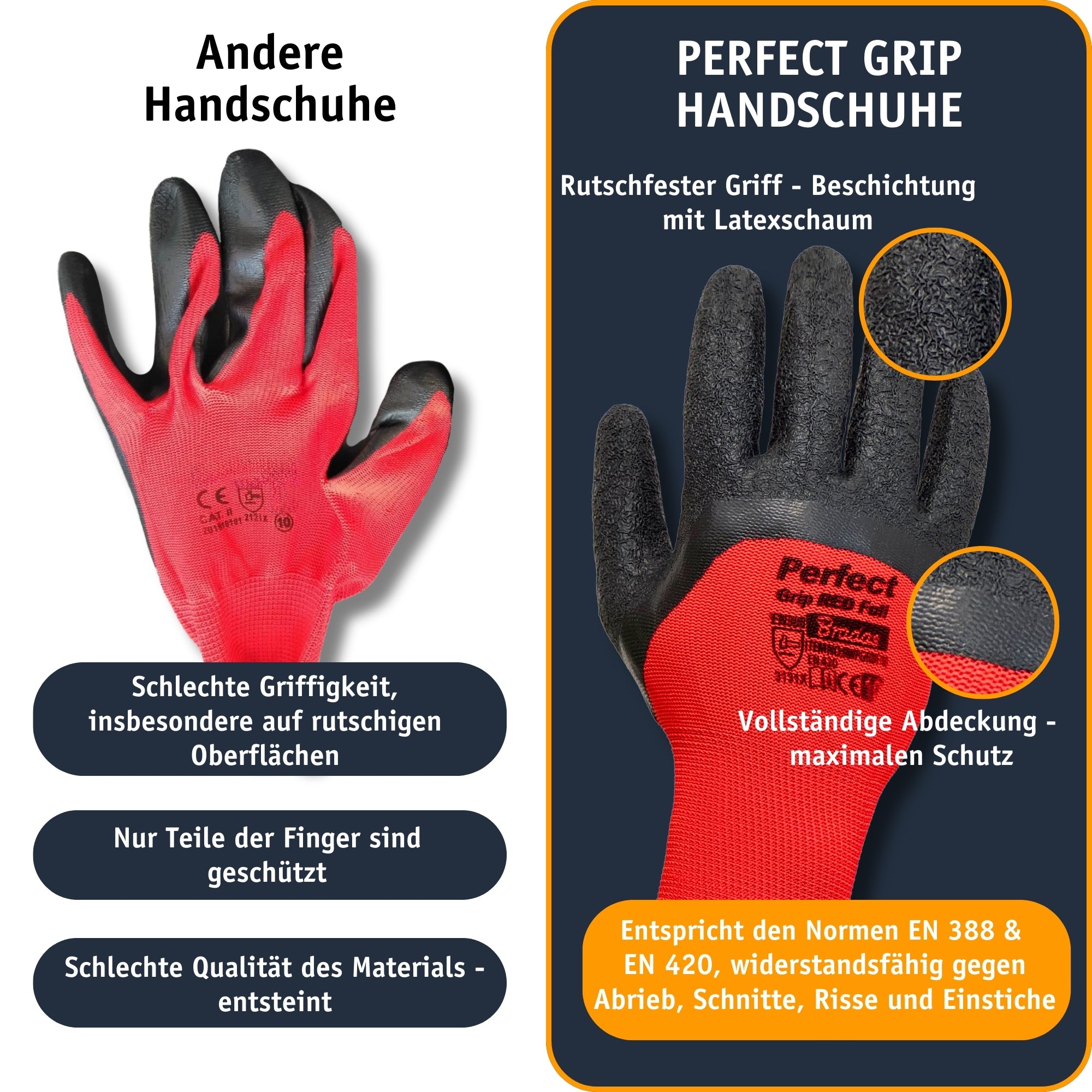 Gardazon Arbeitshandschuhe Herren perfekter Griff – Größe 9, 6 Paar – Schaum-Latexbeschichtet, Schnitt- und Reißfest, Mechaniker Handschuhe, maximalen Schutz Montagehandschuhe, Schutzhandschuhe